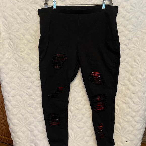 Torrid slashed premium plaid lined leggings size 4XL XXXXL preowned excellent - Picture 1 of 6